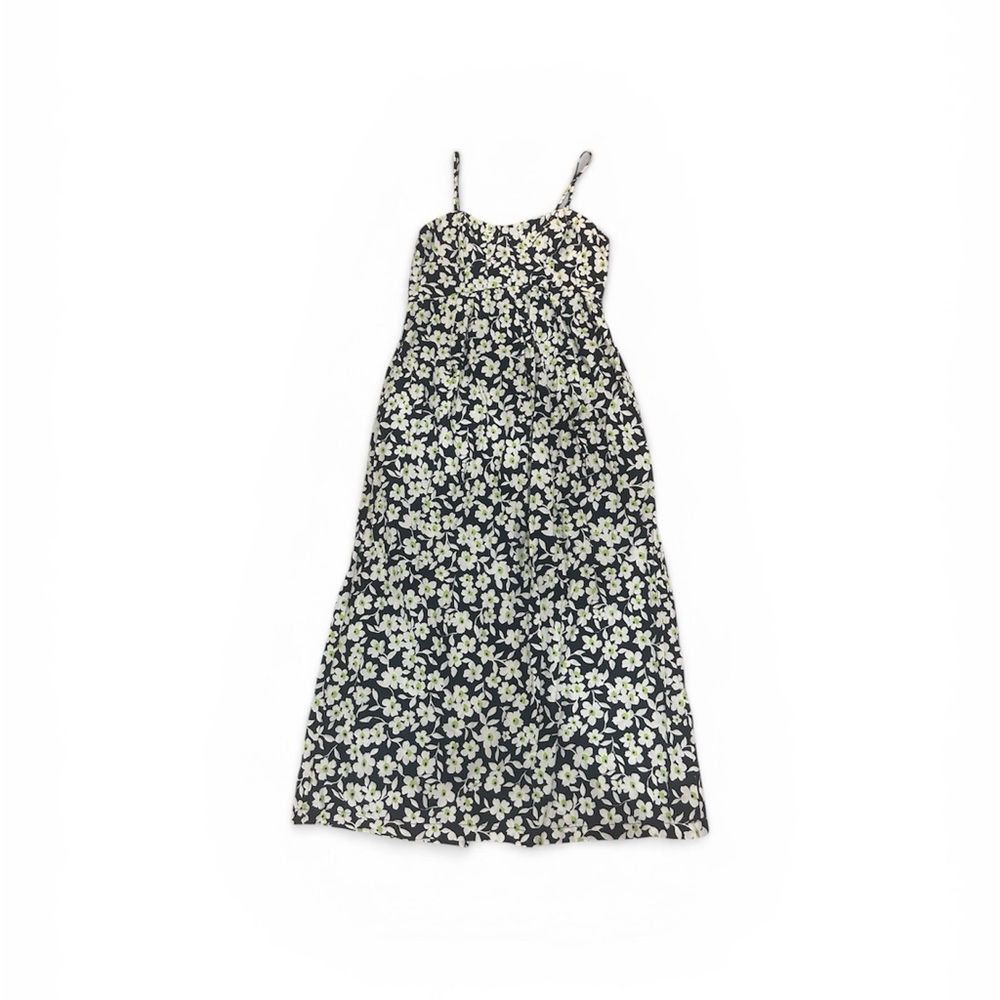 TOPSHOP Floral Spaghetti Strap Maxi Dress in Black and White